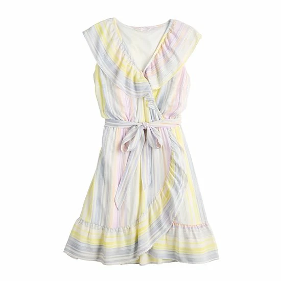 Women's LC Lauren Conrad Ruffle Wrap Dress Yellow Puff 2 Women's LC Lauren Conrad Ruffle Wrap Dress Yellow Puff - Image 2