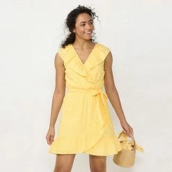 Women's LC Lauren Conrad Ruffle Wrap Dress Yellow Puff 11 Women's LC Lauren Conrad Ruffle Wrap Dress Yellow Puff -LC Lauren Conrad Shop unnamed file 4305