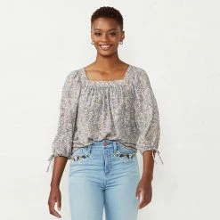 Petite LC Lauren Conrad Squareneck Peasant Top Kismet Blooms Teal -LC Lauren Conrad Shop unnamed file 4340