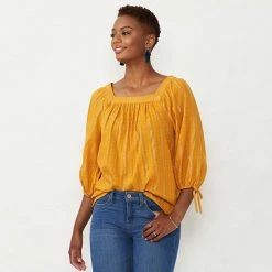 Petite LC Lauren Conrad Squareneck Peasant Top Kismet Blooms Teal -LC Lauren Conrad Shop unnamed file 4342