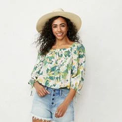 Petite LC Lauren Conrad Squareneck Peasant Top Kismet Blooms Teal -LC Lauren Conrad Shop unnamed file 4343