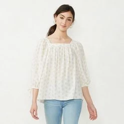 Petite LC Lauren Conrad Squareneck Peasant Top Kismet Blooms Teal -LC Lauren Conrad Shop unnamed file 4345