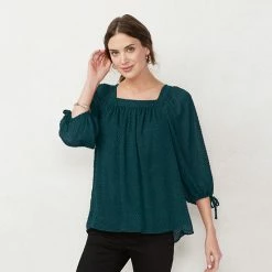 Petite LC Lauren Conrad Squareneck Peasant Top Kismet Blooms Teal -LC Lauren Conrad Shop unnamed file 4349