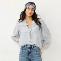 Women's LC Lauren Conrad Ruffled Fitted Blouse Wine Chalet -LC Lauren Conrad Shop unnamed file 435