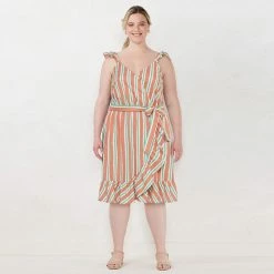 Plus Size LC Lauren Conrad Surplice Faux-Wrap Dress Teal Stripe -LC Lauren Conrad Shop unnamed file 4378