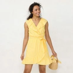 Petite LC Lauren Conrad Ruffled Wrap Dress Yellow Puff -LC Lauren Conrad Shop unnamed file 4401