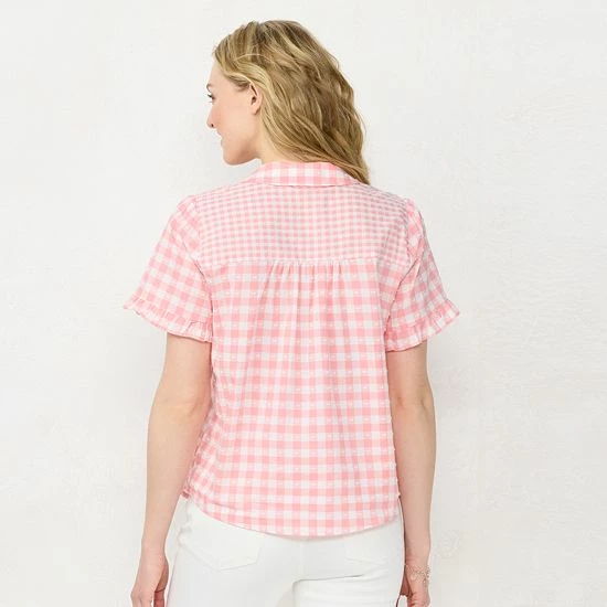 Women's LC Lauren Conrad Button-Front Curved Hem Top Blue Gingham Women's LC Lauren Conrad Button-Front Curved Hem Top Blue Gingham -LC Lauren Conrad Shop unnamed file 4403
