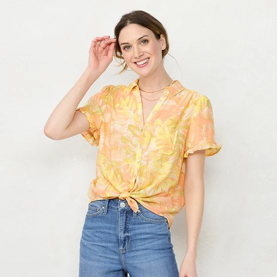 Women's LC Lauren Conrad Button-Front Curved Hem Top Blue Gingham Women's LC Lauren Conrad Button-Front Curved Hem Top Blue Gingham -LC Lauren Conrad Shop unnamed file 4406