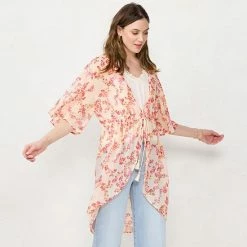 Women's LC Lauren Conrad Tapered Tie Front Kimono White -LC Lauren Conrad Shop unnamed file 4431