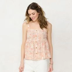 Women's LC Lauren Conrad Button-Front Tank Top Flower Outlines -LC Lauren Conrad Shop unnamed file 4463