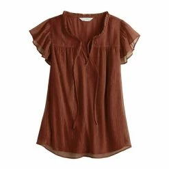 Women's LC Lauren Conrad Ruffle V-Neck Top Jersey Pink -LC Lauren Conrad Shop unnamed file 457