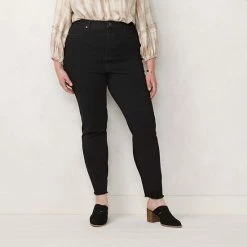 Plus Size LC Lauren Conrad High-Waisted Super Skinny Jeans Black Rinse