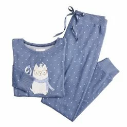 Petite LC Lauren Conrad Cozy Long Sleeve Pajama Top & Banded Bottom Pajama Pants Set Cream Brigitta Blooms -LC Lauren Conrad Shop unnamed file 493