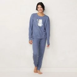 Petite LC Lauren Conrad Cozy Long Sleeve Pajama Top & Banded Bottom Pajama Pants Set Cream Brigitta Blooms -LC Lauren Conrad Shop unnamed file 500