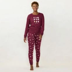 Petite LC Lauren Conrad Cozy Long Sleeve Pajama Top & Banded Bottom Pajama Pants Set Cream Brigitta Blooms -LC Lauren Conrad Shop unnamed file 508