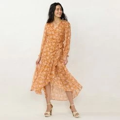 Women's LC Lauren Conrad High-Low Hem Faux-Wrap Maxi Dress Pink Pressed Peony -LC Lauren Conrad Shop unnamed file 568