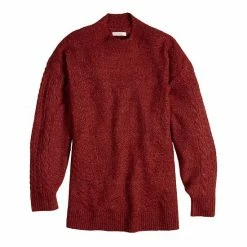 Women's LC Lauren Conrad Cable-Knit Mockneck Sweater Cinnamon Rust -LC Lauren Conrad Shop unnamed file 57
