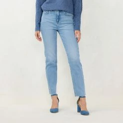 Women's LC Lauren Conrad Curvy Super High Straight-Leg Jeans Audrey Wash