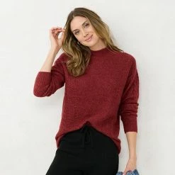 Women's LC Lauren Conrad Cable-Knit Mockneck Sweater Cinnamon Rust -LC Lauren Conrad Shop unnamed file 60