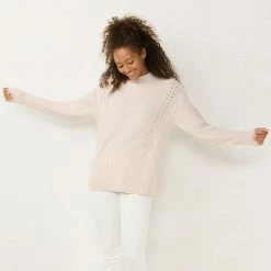 Women's LC Lauren Conrad Cable-Knit Mockneck Sweater Cinnamon Rust -LC Lauren Conrad Shop unnamed file 61