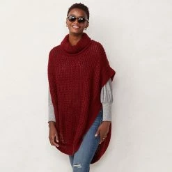 LC Lauren Conrad Slouchy Turtleneck Poncho Biking Red -LC Lauren Conrad Shop unnamed file 615