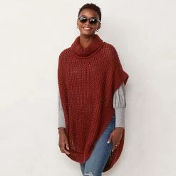 LC Lauren Conrad Slouchy Turtleneck Poncho Biking Red -LC Lauren Conrad Shop unnamed file 618