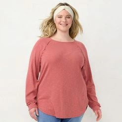 Plus Size LC Lauren Conrad Three Quarter Sleeve Raglan Ruffle Tunic Windsor Green -LC Lauren Conrad Shop unnamed file 629