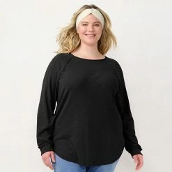Plus Size LC Lauren Conrad Three Quarter Sleeve Raglan Ruffle Tunic Windsor Green -LC Lauren Conrad Shop unnamed file 630
