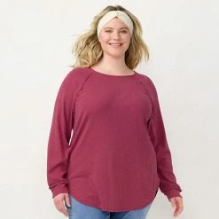 Plus Size LC Lauren Conrad Three Quarter Sleeve Raglan Ruffle Tunic Windsor Green -LC Lauren Conrad Shop unnamed file 631