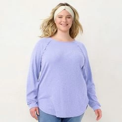 Plus Size LC Lauren Conrad Three Quarter Sleeve Raglan Ruffle Tunic Windsor Green -LC Lauren Conrad Shop unnamed file 633