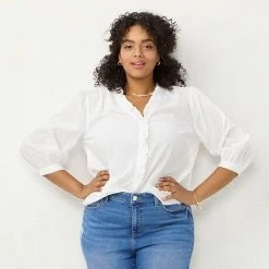 Plus Size LC Lauren Conrad Ruffle Blouse Blue Stripe -LC Lauren Conrad Shop unnamed file 639