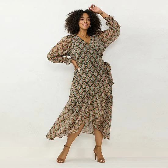 Plus Size LC Lauren Conrad Print Faux-Wrap Maxi Dress Multi Floral Diamond 1 Plus Size LC Lauren Conrad Print Faux-Wrap Maxi Dress Multi Floral Diamond