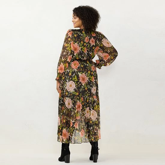 Plus Size LC Lauren Conrad Print Faux-Wrap Maxi Dress Multi Floral Diamond 2 Plus Size LC Lauren Conrad Print Faux-Wrap Maxi Dress Multi Floral Diamond - Image 2