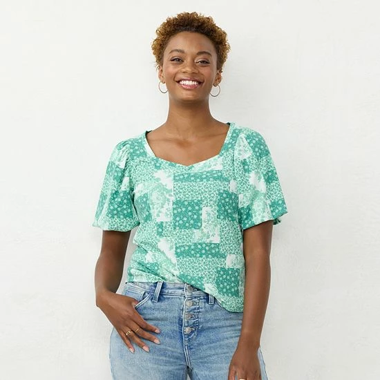 Women's LC Lauren Conrad Sweetheart Bubble-Sleeve Tee Denim Roselita 1 Women's LC Lauren Conrad Sweetheart Bubble-Sleeve Tee Denim Roselita