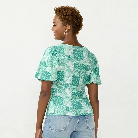 Women's LC Lauren Conrad Sweetheart Bubble-Sleeve Tee Denim Roselita 2 Women's LC Lauren Conrad Sweetheart Bubble-Sleeve Tee Denim Roselita - Image 2