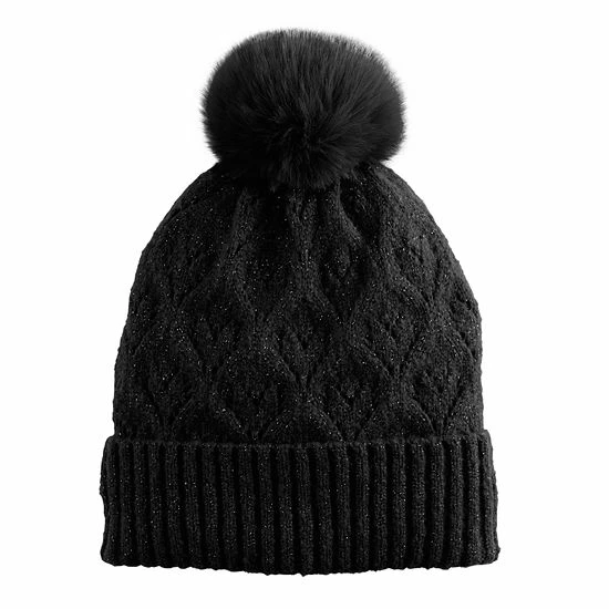 LC Lauren Conrad Heart Pointelle Beanie Light Gray 2 LC Lauren Conrad Heart Pointelle Beanie Light Gray - Image 2