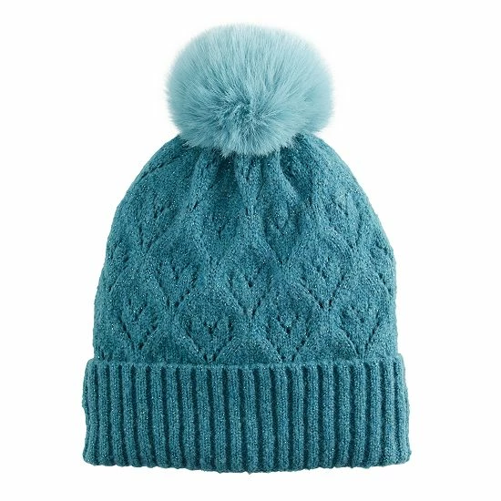 LC Lauren Conrad Heart Pointelle Beanie Light Gray 3 LC Lauren Conrad Heart Pointelle Beanie Light Gray - Image 3