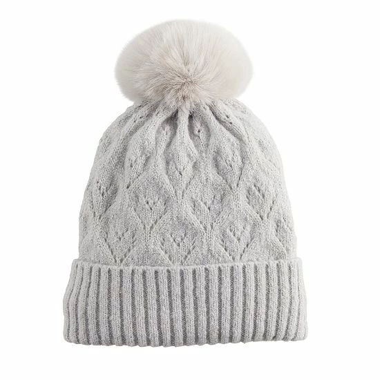 LC Lauren Conrad Heart Pointelle Beanie Light Gray 5 LC Lauren Conrad Heart Pointelle Beanie Light Gray - Image 5