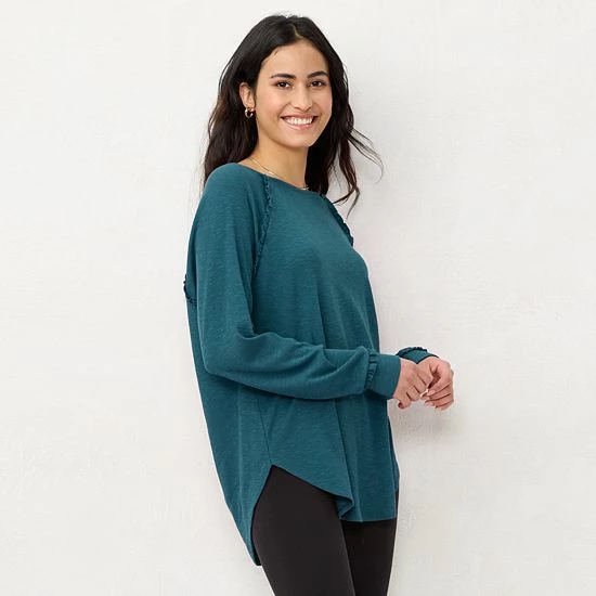 Women's LC Lauren Conrad Raglan Ruffle-Sleeve Tunic Pink Sheraton 5 Women's LC Lauren Conrad Raglan Ruffle-Sleeve Tunic Pink Sheraton - Image 5