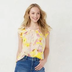 Women's LC Lauren Conrad Flowy Shirred Top Poolside Stripe -LC Lauren Conrad Shop unnamed file 775