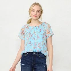 Women's LC Lauren Conrad Flowy Shirred Top Poolside Stripe -LC Lauren Conrad Shop unnamed file 777