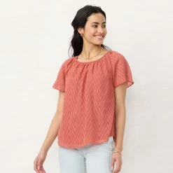 Women's LC Lauren Conrad Flowy Shirred Top Poolside Stripe -LC Lauren Conrad Shop unnamed file 778