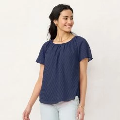 Women's LC Lauren Conrad Flowy Shirred Top Poolside Stripe -LC Lauren Conrad Shop unnamed file 779