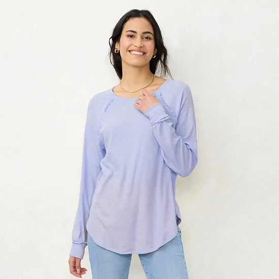 Women's LC Lauren Conrad Raglan Ruffle-Sleeve Tunic Pink Sheraton 9 Women's LC Lauren Conrad Raglan Ruffle-Sleeve Tunic Pink Sheraton - Image 9