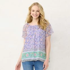 Women's LC Lauren Conrad Flowy Shirred Top Poolside Stripe -LC Lauren Conrad Shop unnamed file 780