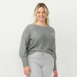 Plus Size LC Lauren Conrad High Cuff Raglan Sweater Twinkle -LC Lauren Conrad Shop unnamed file 783