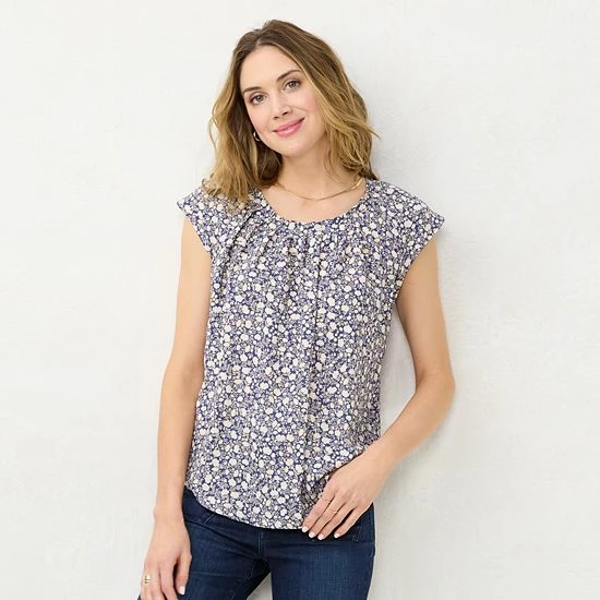 Women's LC Lauren Conrad Pleat Neck Top Natural Stripe Women's LC Lauren Conrad Pleat Neck Top Natural Stripe -LC Lauren Conrad Shop unnamed file 786