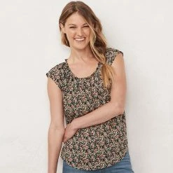 Women's LC Lauren Conrad Pleat Neck Top Natural Stripe 3 Women's LC Lauren Conrad Pleat Neck Top Natural Stripe -LC Lauren Conrad Shop unnamed file 789