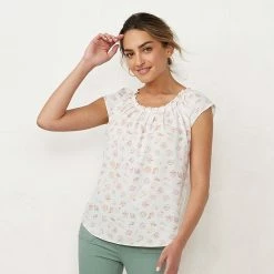 Women's LC Lauren Conrad Pleat Neck Top Natural Stripe 6 Women's LC Lauren Conrad Pleat Neck Top Natural Stripe -LC Lauren Conrad Shop unnamed file 792