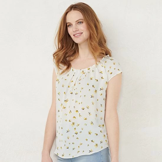 Women's LC Lauren Conrad Pleat Neck Top Natural Stripe Women's LC Lauren Conrad Pleat Neck Top Natural Stripe -LC Lauren Conrad Shop unnamed file 797